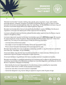 BCC Branded Merchandise Fact Sheet