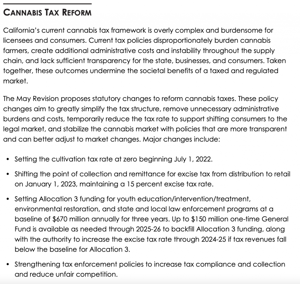 Governor's proposal for cannabis tax reform